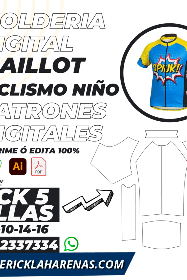 Molde Maillot / Camiseta de Ciclismo Niño