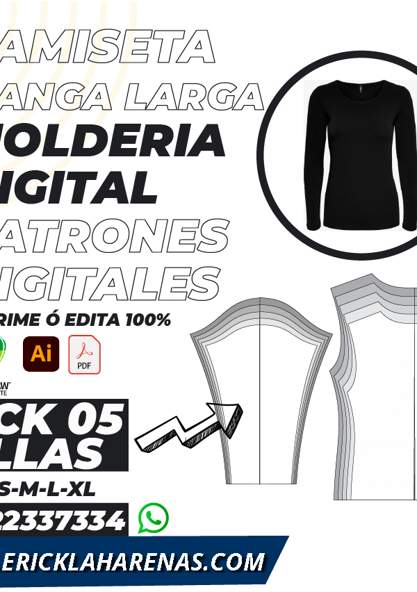 Molde Camiseta Manga Larga Mujer