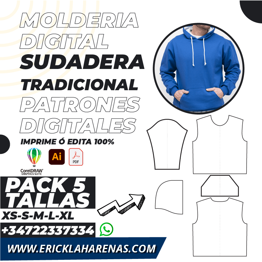 Patrones digitales para sudaderas con capucha: crea tu estilo único con diseños exclusivos. Descarga, imprime y confecciona tus propias prendas a medida. Dale un toque personal a tu moda con nuestra colección de patrones digitales de alta calidad. ¡Descubre la libertad creativa y la versatilidad en cada puntada
